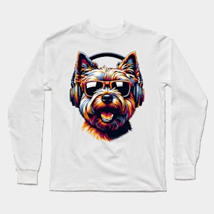 Cairn Terrier as Smiling DJ in Japanese Art Style Long Sleeve T-Shirt